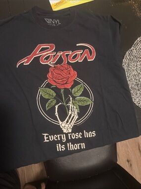 Tilly's Black Graphic Tee with Red Rose